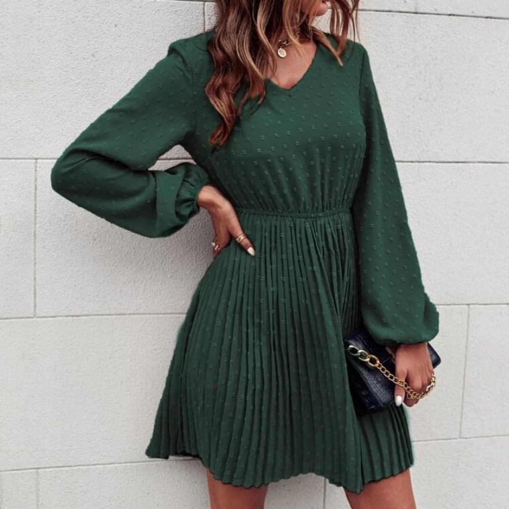 Solid Swiss dot A line dress